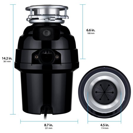 Eco Logic 3/4 HP Continuous Feed Garbage Disposal with Stainless Steel Sink Flange 10-US-EL-9-3B